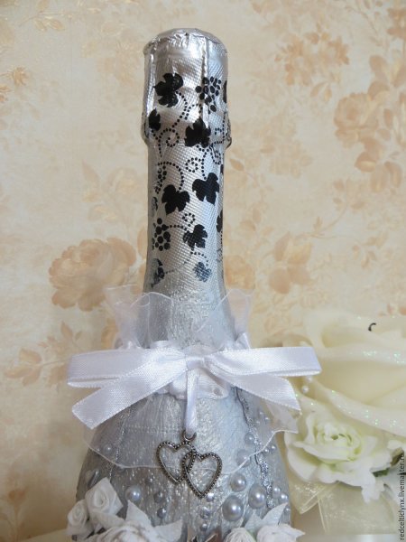 Декор бутылки на серебряную свадьбу
