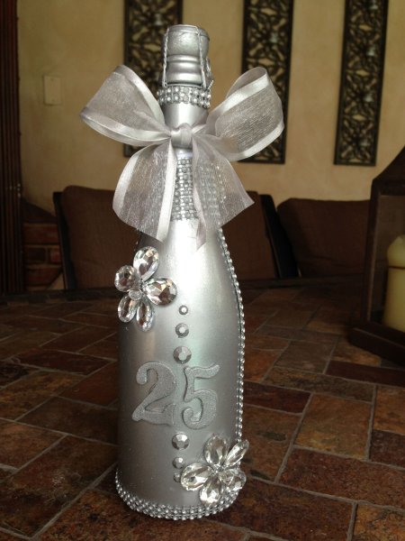 Бутылки на свадьбу серебряные