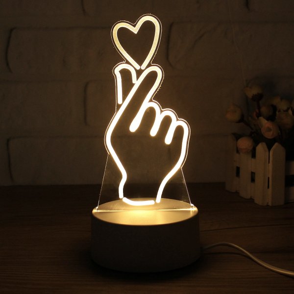 3д светильники Love Heart gesture