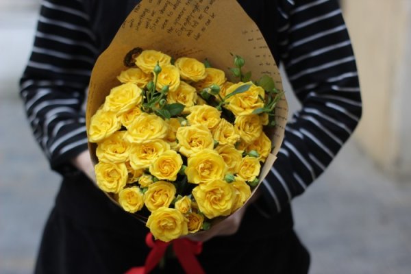 Желтая роза в руке