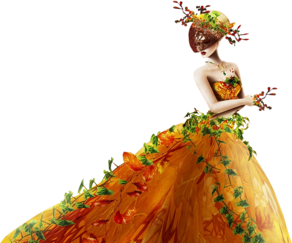 Платья из цветов и листьев