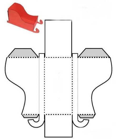 Новогодняя поделка сани Деда Мороза шаблон