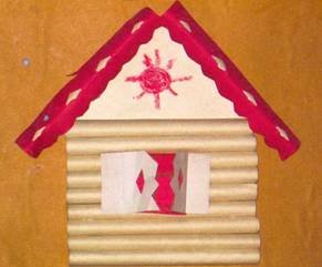 Поделки домик из бревен из цветной бумаги
