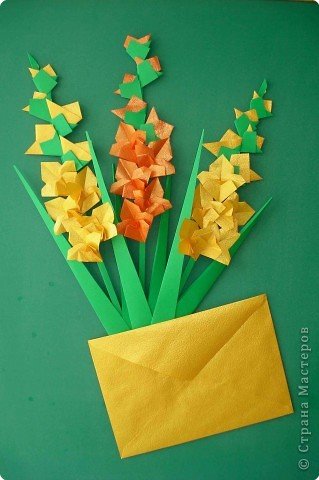 Оригами Гладиолус из бумаги