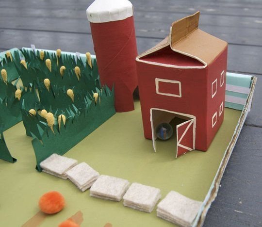 Макет фермы для детского сада из коробок