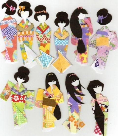 Японская бумажная кукла закладка шиори нингё