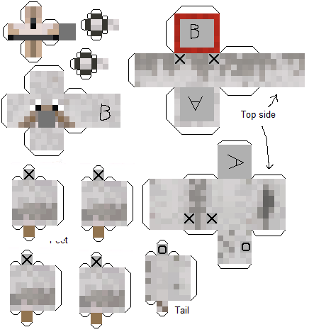 Собака майнкрафт из бумаги схема