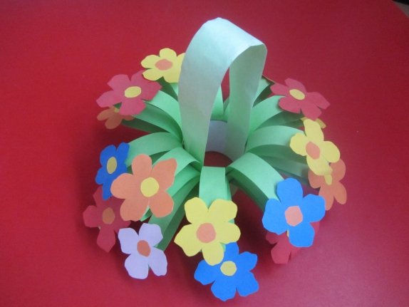 Корзинка с цветами из бумаги