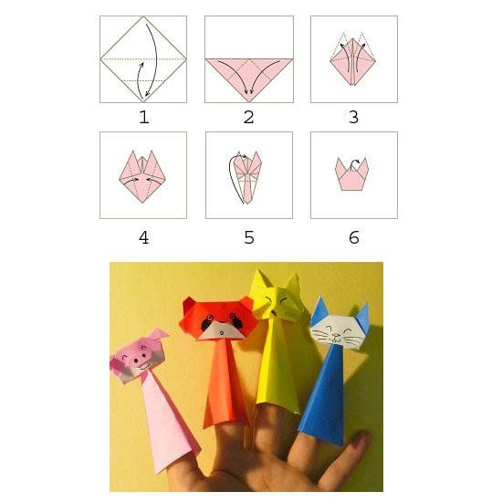 Оригами игрушка на пальцы