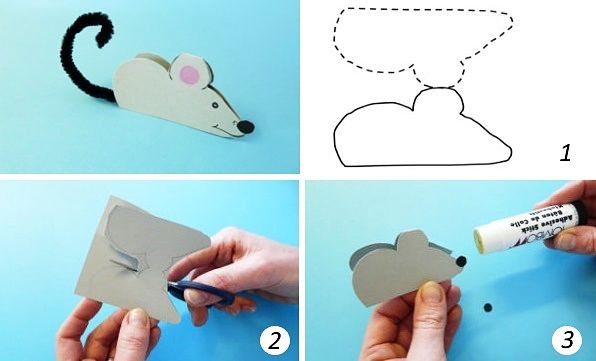 Поделка мышка из бумаги