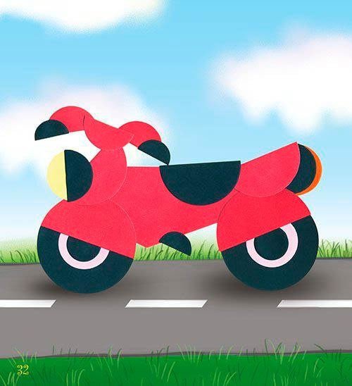 Аппликация мотоцикл для детей