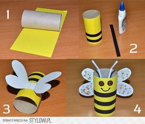 Пчёлка из рулончиков от туалетной бумаги