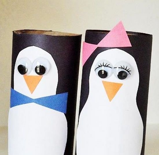 Пингвин из картона и бумаги