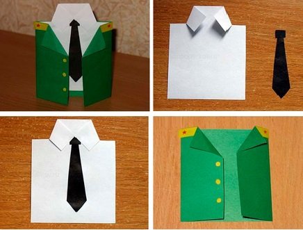 Поделка рубашка с галстуком из бумаги