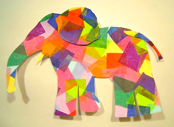 Слоник из цветной бумаги