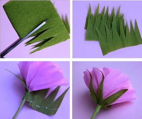 Стебель для цветка из гофрированной бумаги