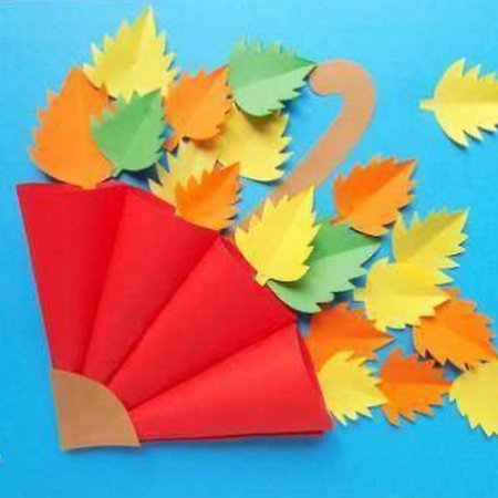 Поделки зонтик из цветной бумаги с осенними листьями