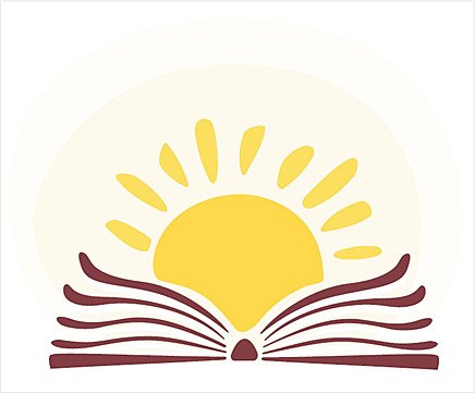 Логотип книга и солнце