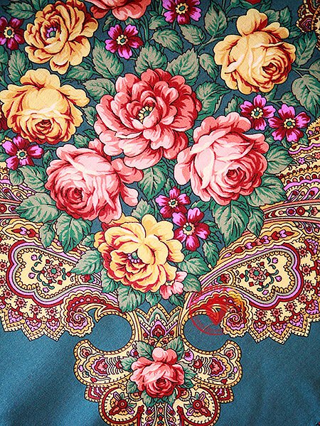 Павловопосадский платок розовый сад