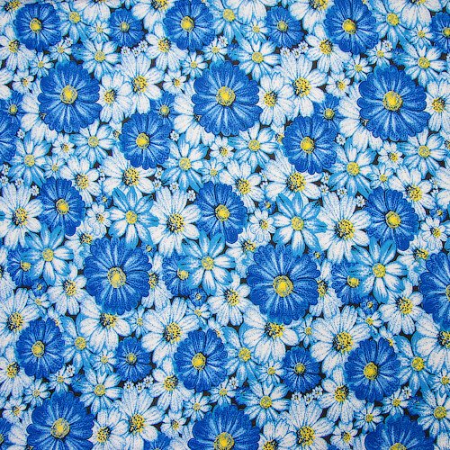 Ткань голубая в цветочек