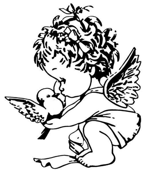 Рисунки ангел с птицей
