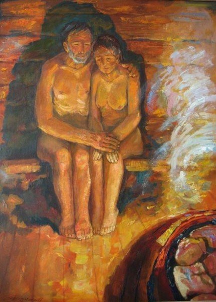 Алексей и Сергей Ткачевы. В бане, 1974