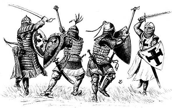 Средневековое сражение рисунок