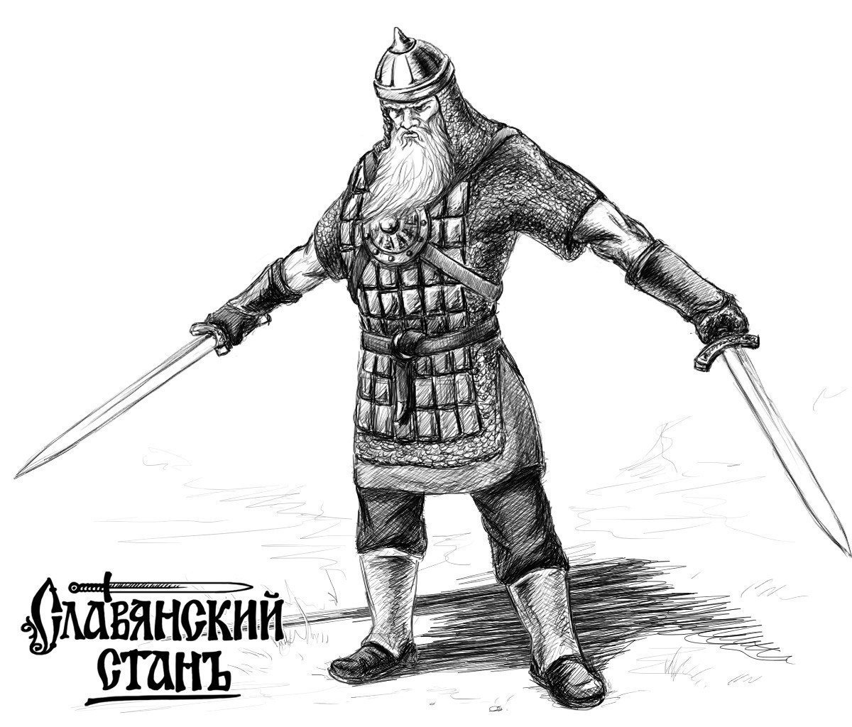 Русский богатырь и китайский воин картинка