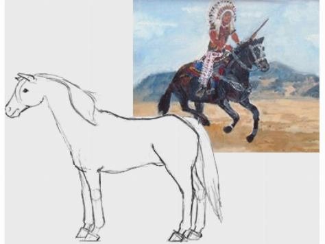 Богатырь на лошади рисунок