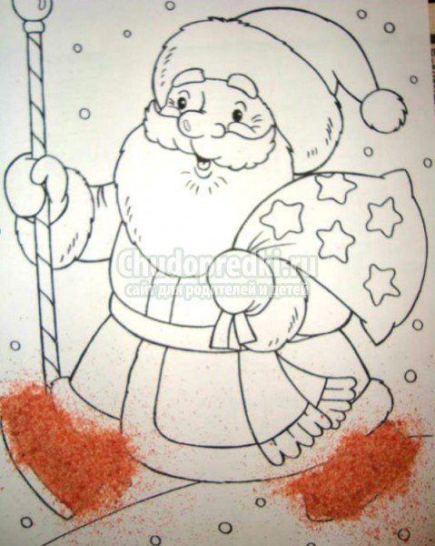 Дед Мороз нарисованныйно окне