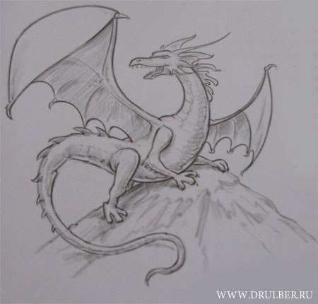 Дракон рисунок карандашом для срисовки