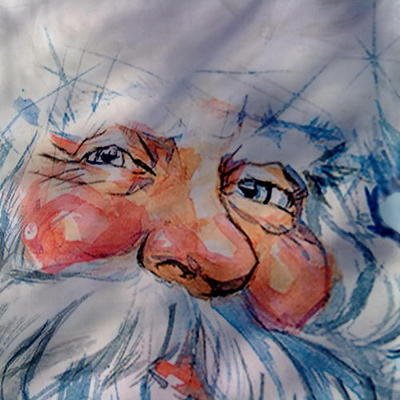 Портрет Деда Мороза красками