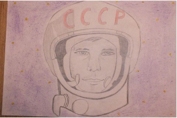 Рисунок Гагарина карандашом