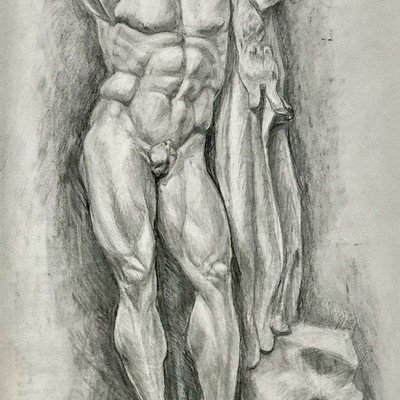 Рисунок гипсовой фигуры Геракла
