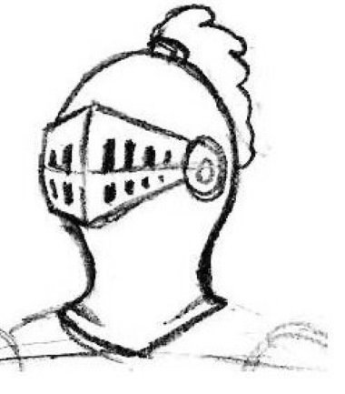 Шлем рыцаря карандашом