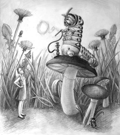 Гусеница из Алисы раскраска