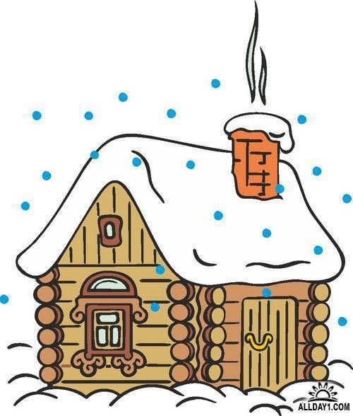 Нарисовать зимний домик
