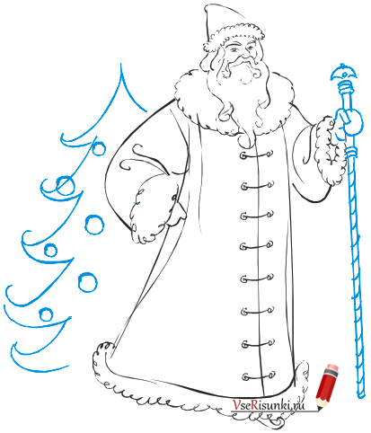 Рисунок Деда Мороза для срисовки
