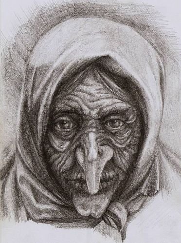 Нарисовать лицо бабы яги