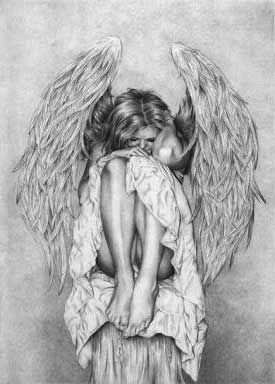 Плачущий ангел карандашом