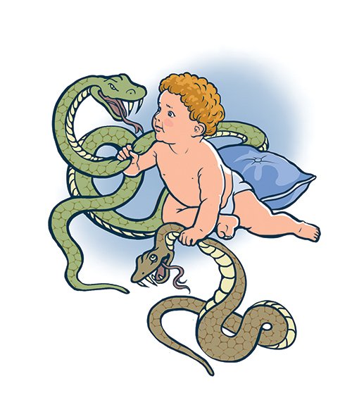 Подвиг Геракла со змеями