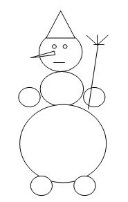 Снеговик из геометрических фигур рисунок