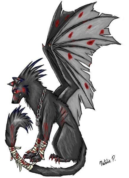 Волк демон с крыльями