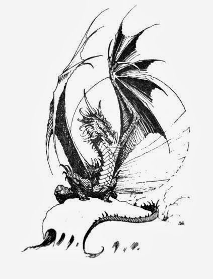 Эскиз тату дракон с крыльями