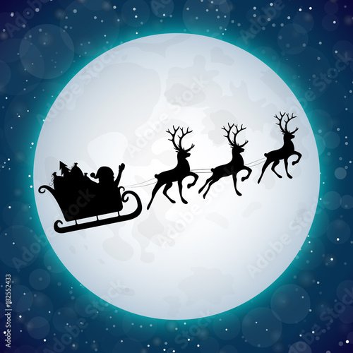 Тень Санта Клауса с оленями