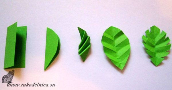 Объемные листья из бумаги