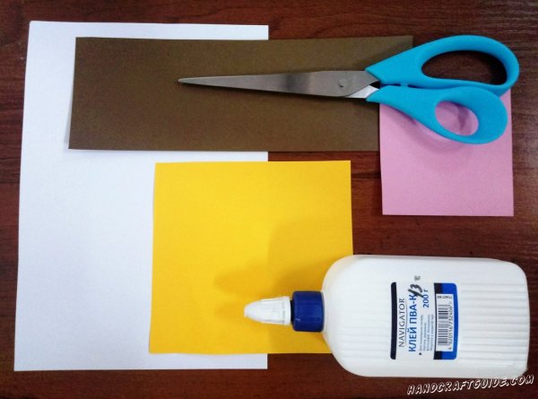 Цветной картон, цветная бумага, ножницы, клей
