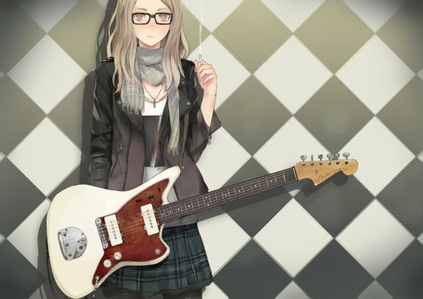 Девушка с гитарой арт