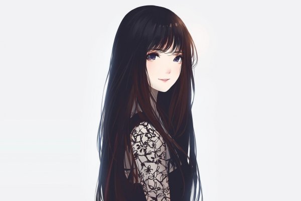 Аниме девушка с длинными черными волосами