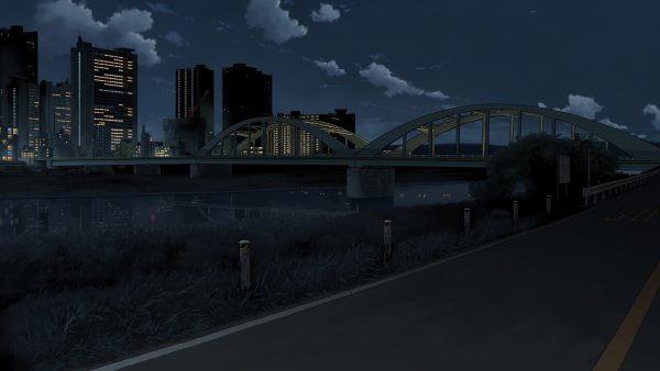 Аниме фон мост ночь